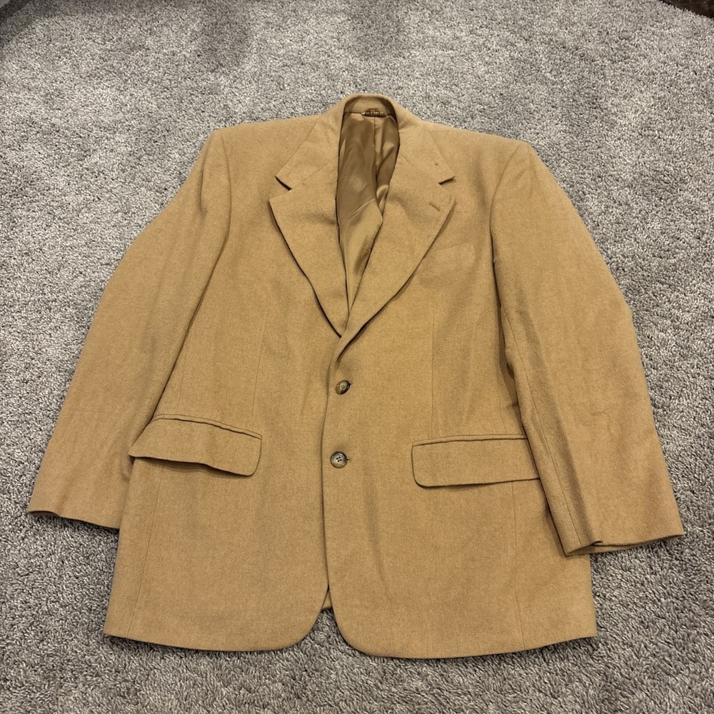 VINTAGE Bill Blass Blazer 100% Camel hair Sport Coat Jacket 44 UNION MADE READ